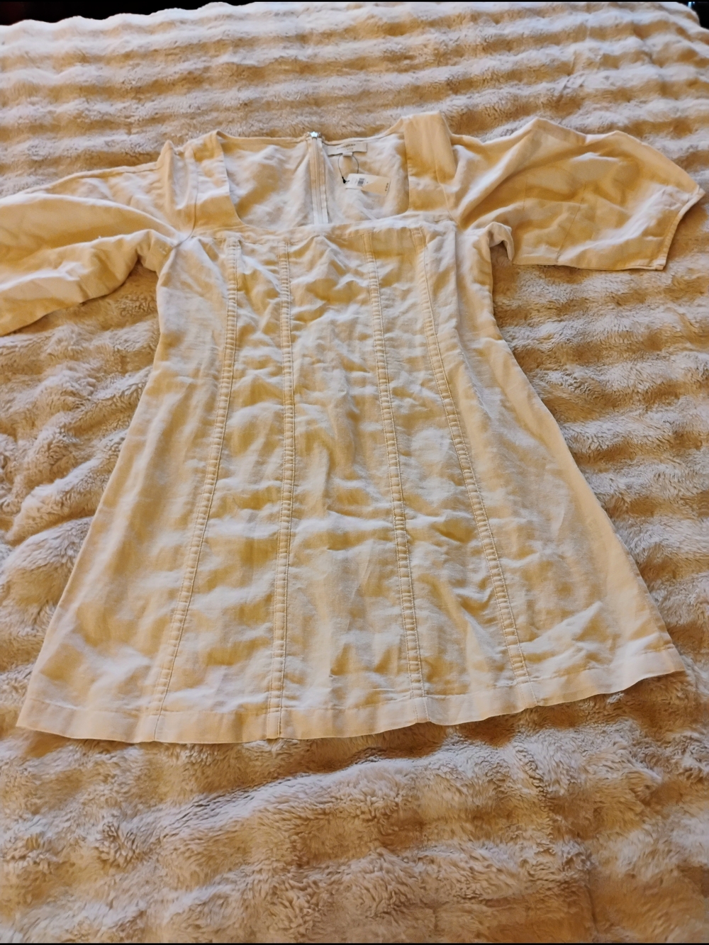 Banana Republic Linen-Blend Sleeveless Mini Dress  in Light Cream